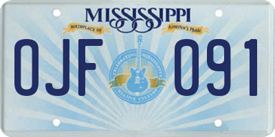 MS license plate OJF091