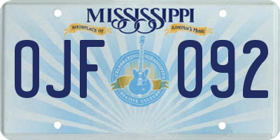 MS license plate OJF092