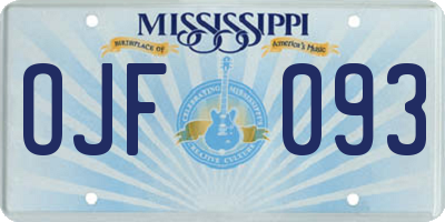 MS license plate OJF093