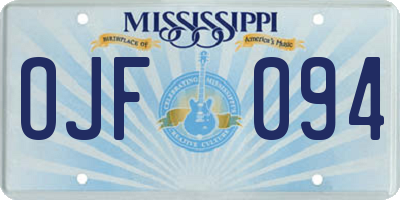 MS license plate OJF094