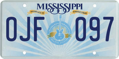MS license plate OJF097
