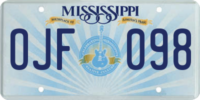 MS license plate OJF098