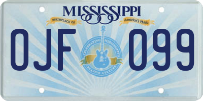MS license plate OJF099