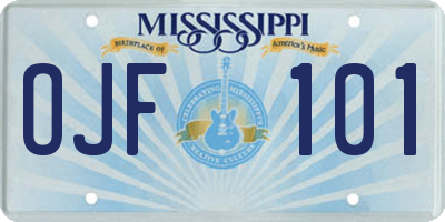 MS license plate OJF101