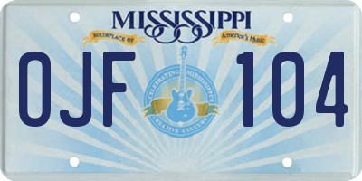 MS license plate OJF104