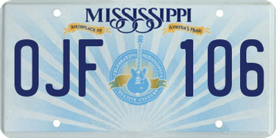 MS license plate OJF106