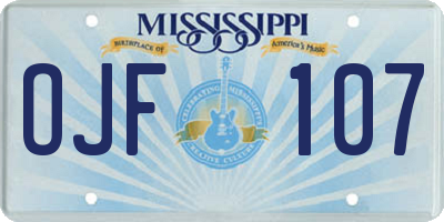 MS license plate OJF107