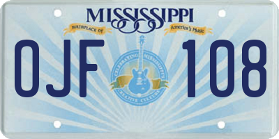 MS license plate OJF108
