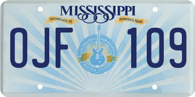 MS license plate OJF109