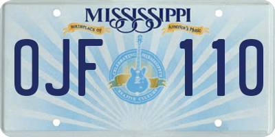 MS license plate OJF110
