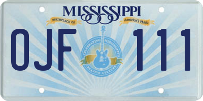MS license plate OJF111