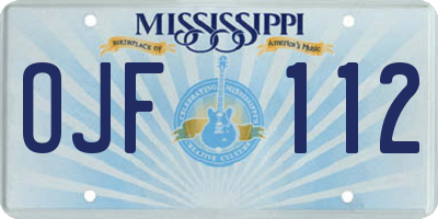 MS license plate OJF112
