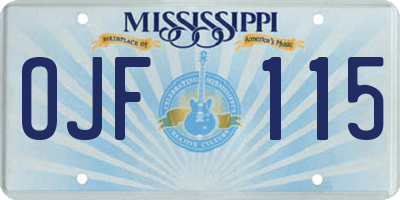 MS license plate OJF115