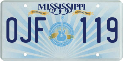 MS license plate OJF119