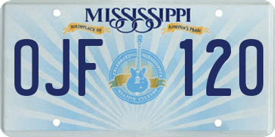 MS license plate OJF120