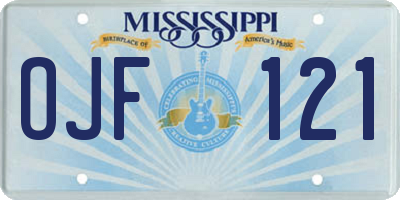MS license plate OJF121