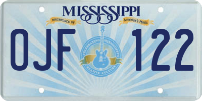 MS license plate OJF122