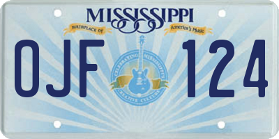 MS license plate OJF124