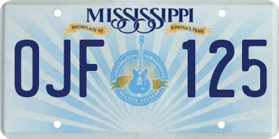 MS license plate OJF125