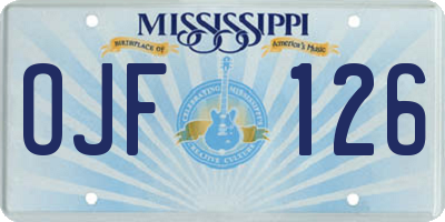 MS license plate OJF126