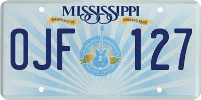 MS license plate OJF127
