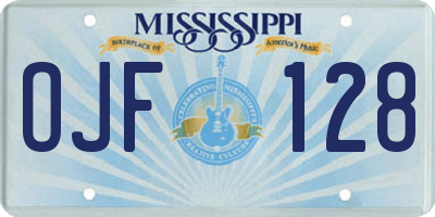 MS license plate OJF128