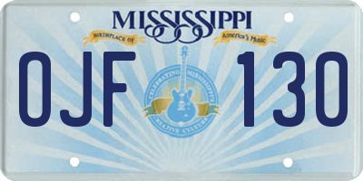 MS license plate OJF130