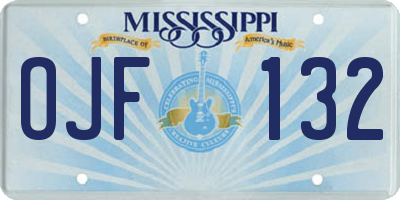 MS license plate OJF132