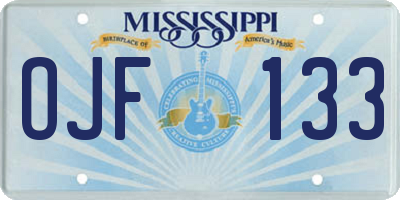 MS license plate OJF133