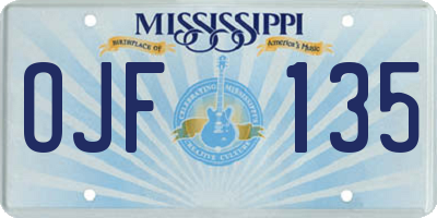 MS license plate OJF135