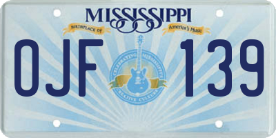 MS license plate OJF139