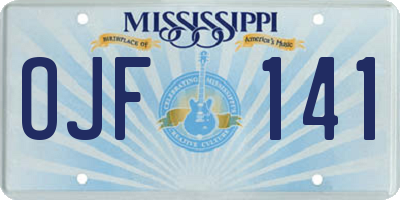 MS license plate OJF141