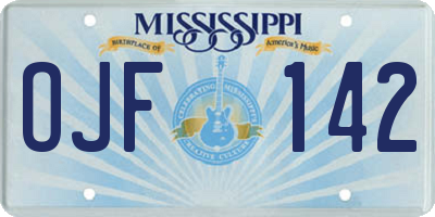 MS license plate OJF142