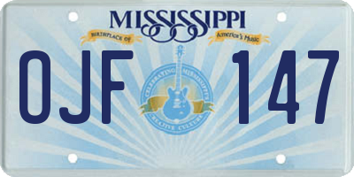 MS license plate OJF147