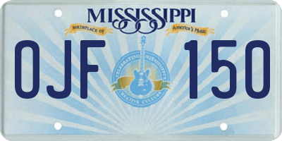 MS license plate OJF150