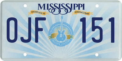 MS license plate OJF151