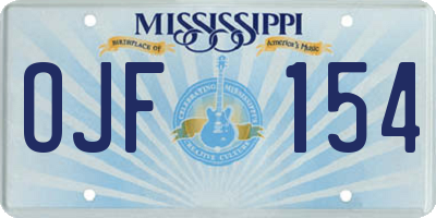MS license plate OJF154