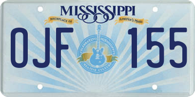 MS license plate OJF155
