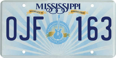 MS license plate OJF163