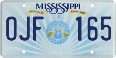 MS license plate OJF165