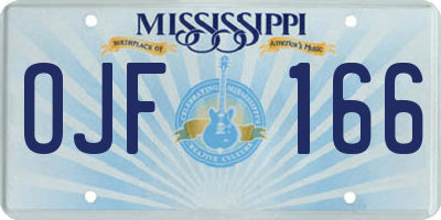 MS license plate OJF166