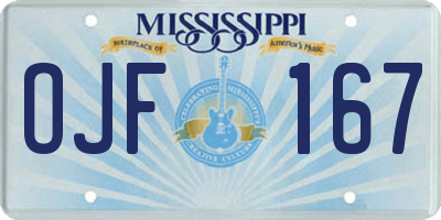 MS license plate OJF167