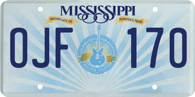 MS license plate OJF170