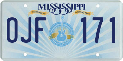 MS license plate OJF171