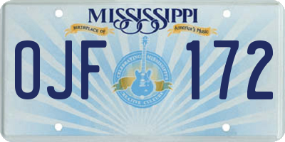 MS license plate OJF172