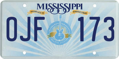 MS license plate OJF173