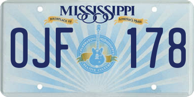 MS license plate OJF178