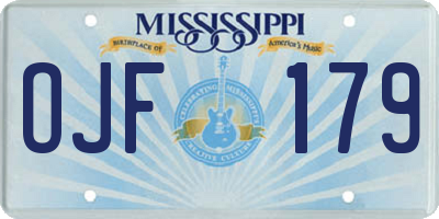 MS license plate OJF179