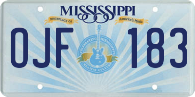 MS license plate OJF183