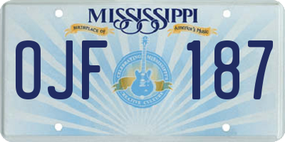 MS license plate OJF187